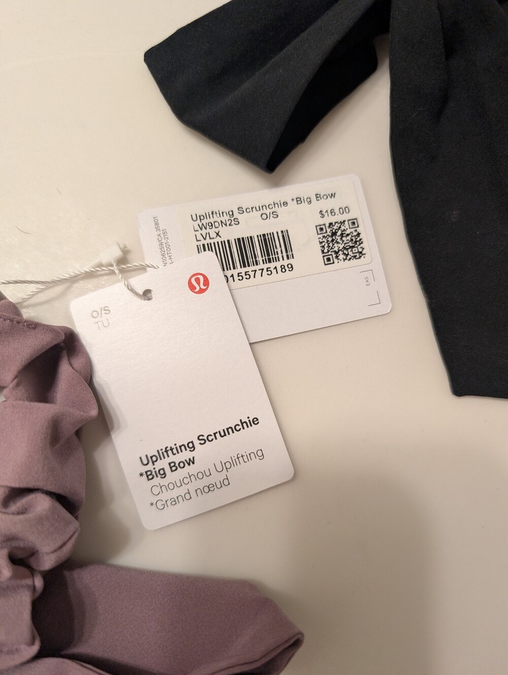 lululemon Bow Scrunchies - Black and Purple - Picture 4 of 4